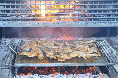餐厅烤的美味虾背景图片