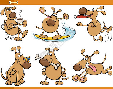 狗动物字符系列卡通插图图片