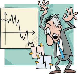 经济危机和恐慌商人的漫画概念背景图片