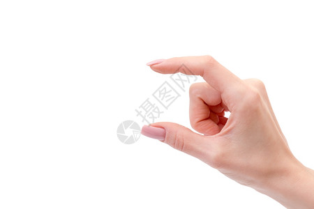 女手握一些像白色背景上的空物体图片素材