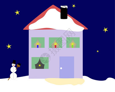 圣诞节房子前面有雪人背景图片