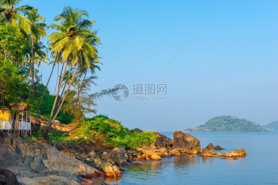 日出和美丽的热带风景图片