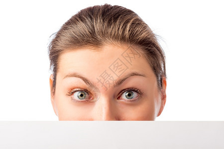 妇女的一部份白色背景的面孔和白海报背景图片
