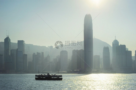 夕阳下市中心香港的风景图片