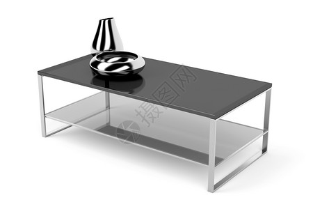 白色背景的黑玻璃顶咖啡桌图片