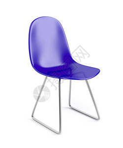 白色背景的蓝塑料椅图片