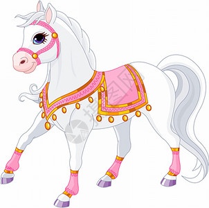 尾言美丽的白皇冠马插图插画