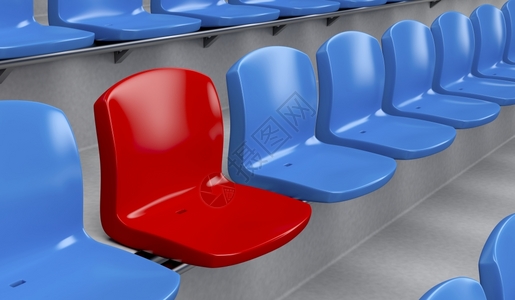 蓝色之间独特的红席位图片
