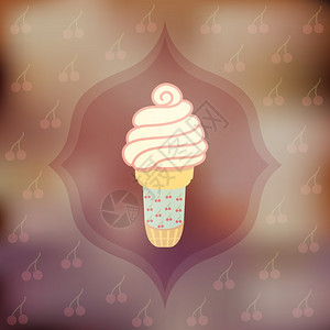 樱桃冰淇淋矢量元素图片