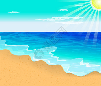 海景海报背景插画_海景海报背景卡通_海景海报背景插图_手绘_板绘_摄