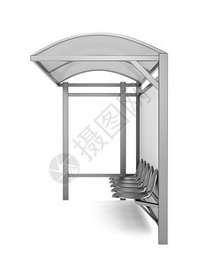 带空白广告牌的公共汽车站图片