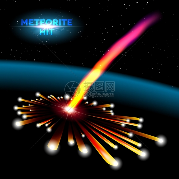 带有陨石撞击和爆炸的空间卡片图片