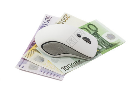白电脑鼠标用欧元钞票加白电脑鼠标图片