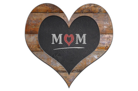 以木和板制成的心脏用于motherday背景图片