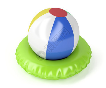 白色背景的海滩球和游泳环图片