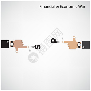 公司战争素材商人亲手拍摄金融或经济战争概念商业思想插画