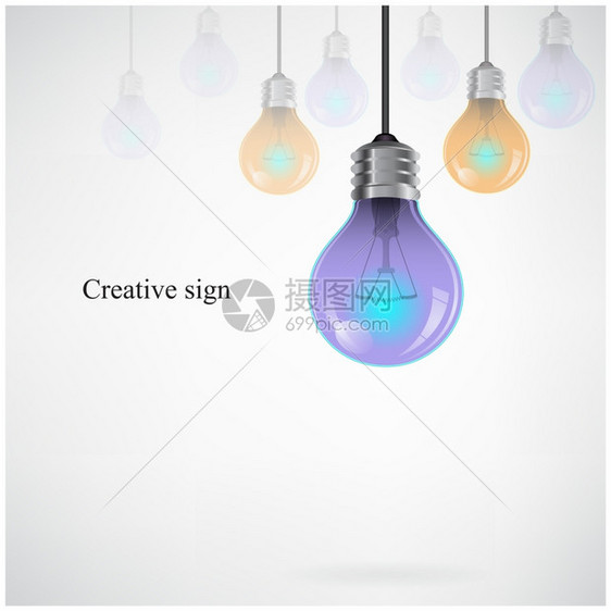 创意灯泡概念背景海报 图片