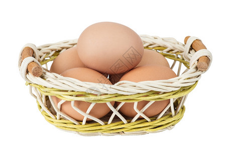 几个新鲜的蛋在鸡蛋篮里图片