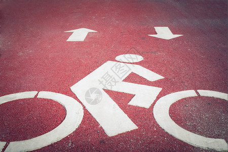 沥青路上的图标符号自行车道或路图片