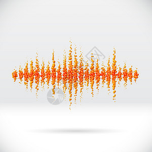 由散落的橙色汽水泡组成的声波形图片