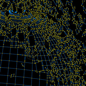 由连接的黄点和蓝线组成的电网图片