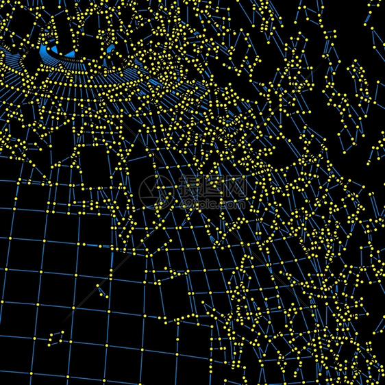 由连接的黄点和蓝线组成的电网图片