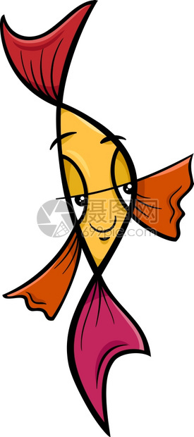 可爱金鱼或面纱的漫画插图图片