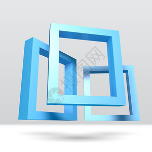 您演示文稿的3个蓝色矩形3d框架图片