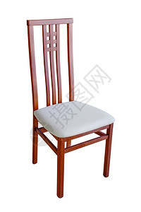 在白色背景上隔离的木制椅子座装有饰的位图片