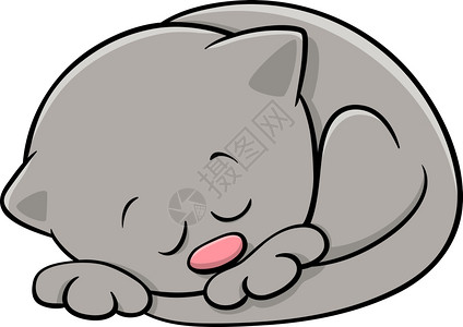 睡觉的小猫线稿插画