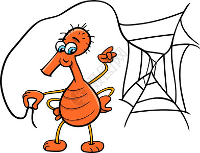 使用网络的滑稽蜘蛛昆虫漫画插图图片
