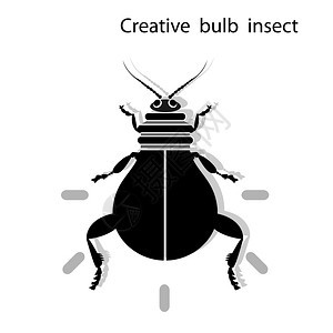 创意灯泡昆虫矢量图图片