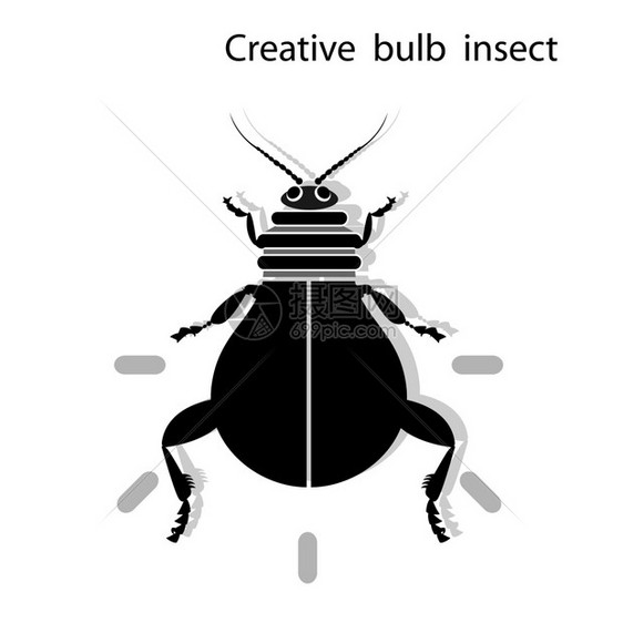 创意灯泡昆虫矢量图图片
