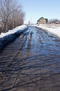 肮脏的水坑道路图片