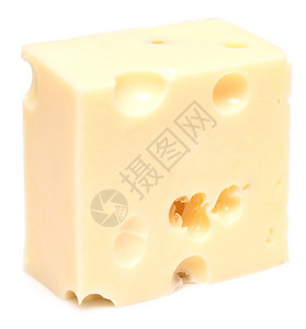 白色背景上的正方形奶酪图片