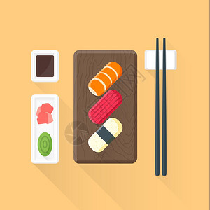 矢量平面彩色设计japn仪式寿司图片