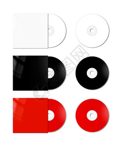 白色黑和红cdv白黑色和红cd覆盖白背景上孤立的覆盖模拟板图片