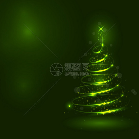 闪亮的圣诞树神奇苦节树快乐的新年和圣诞节抽象背景图片