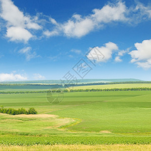 绿野和蓝天空有光云高清图片