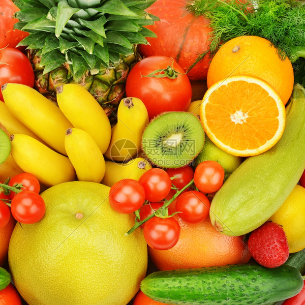 不同的水果和蔬菜背景图片