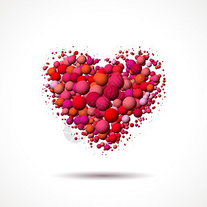 valentirsqu由分散的多彩泡或球组成的心脏白日卡图片