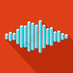 以音乐为主题的平面构成以峰值线制成的平面等量音波插画