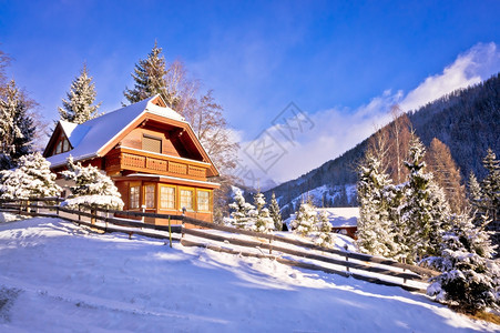 Carinth雪地中的山村图片