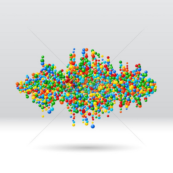 由杂乱分散的多彩球组成声波形状图片