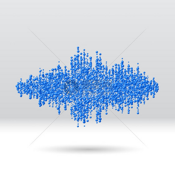 由混乱的分散蓝球组成声波形图片