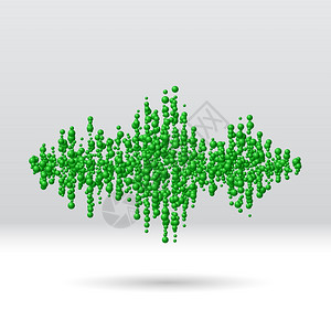 由杂乱分散的绿球组成声波形图片