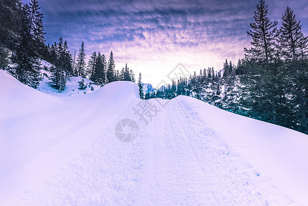 阿尔卑山冬季雪景图片