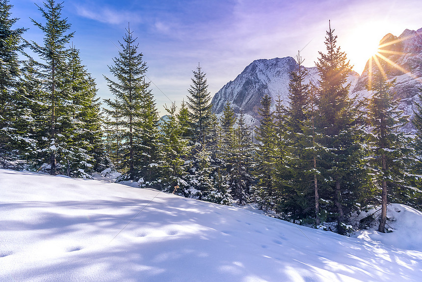 雪地高山风景冬季图片