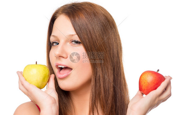 手拿苹果的性感美女图片