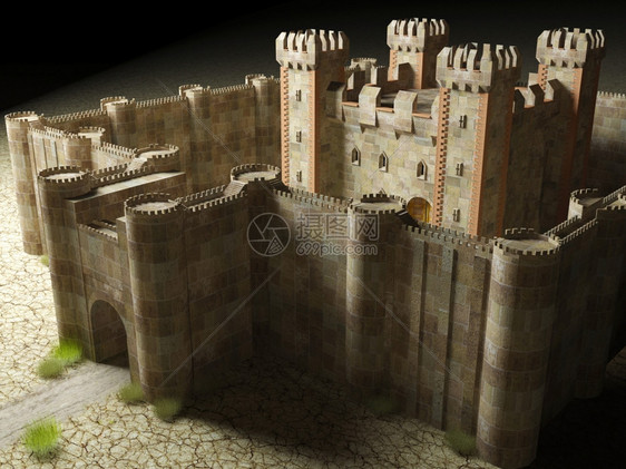3d成为中世纪堡垒建筑外部图片